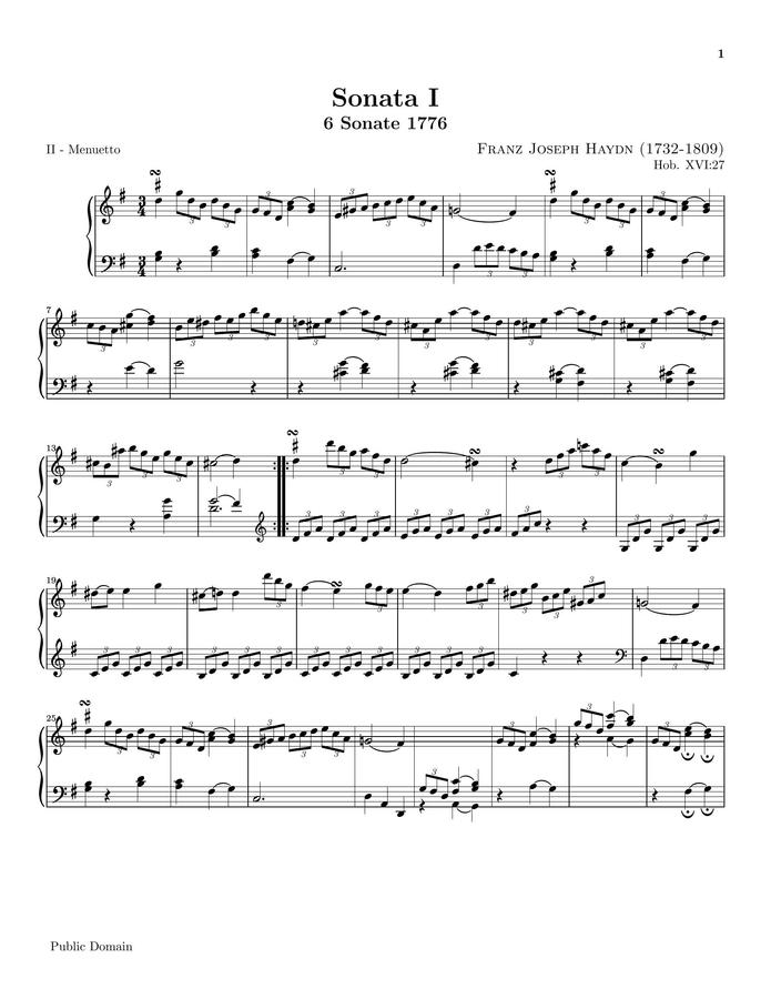 Haydn - Sonata No.1 - 2nd Mov. - Hob. XVI:27 - Menuetto