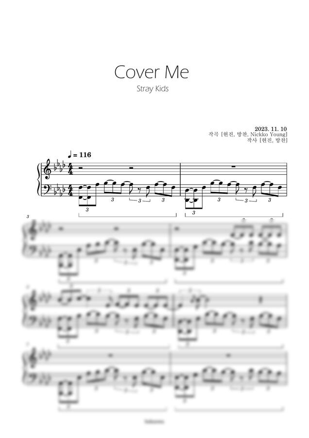 Stray Kids (스트레이 키즈) - Cover Me (가려줘) (중급 악보/원키)