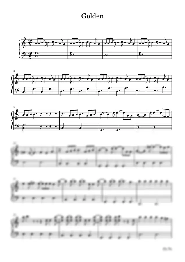 KPop Demon Hunters OST （HUNTR/X) - Golden ("Golden" Easy Piano Sheet Music (Beginner Edition))