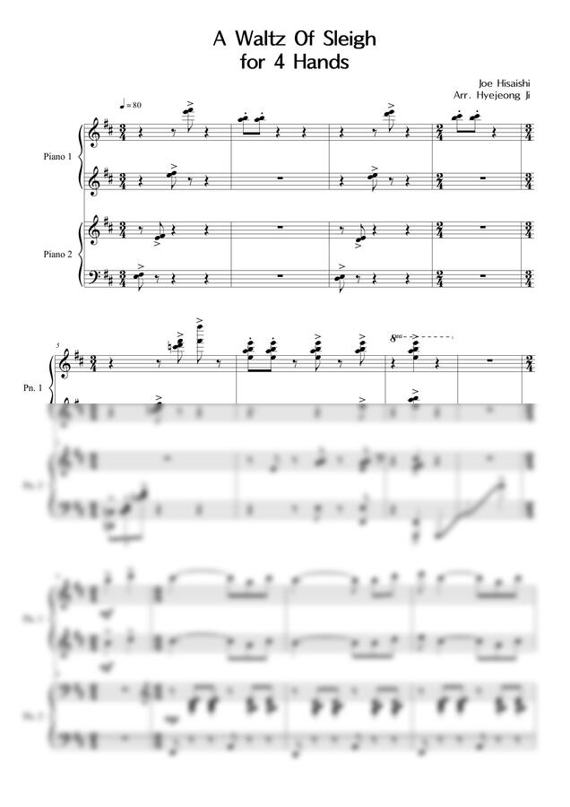 Hisaishi Joe - Waltz of Sleigh (왈츠배틀우승곡_웰컴투동막골ost_4Hands)
