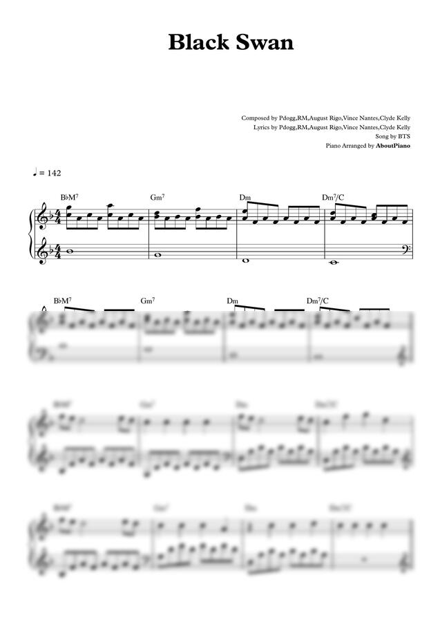 악보 > 방탄소년단 (BTS) Black Swan