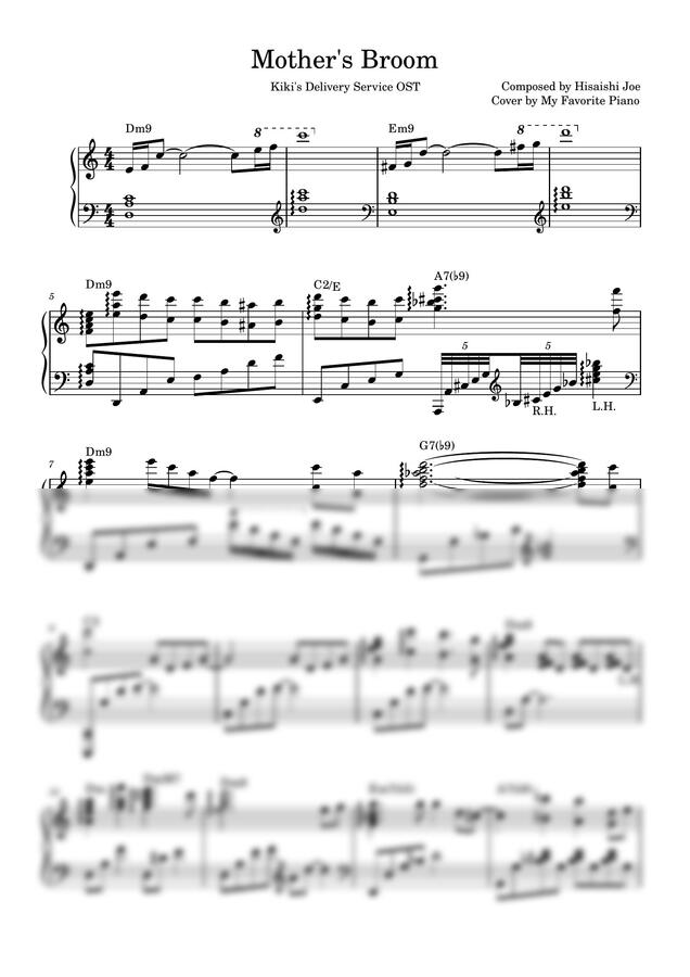 마녀 배달부 키키 OST - 엄마의 빗자루 (Mother's Broom) (고급 악보) by My Favorite Piano0