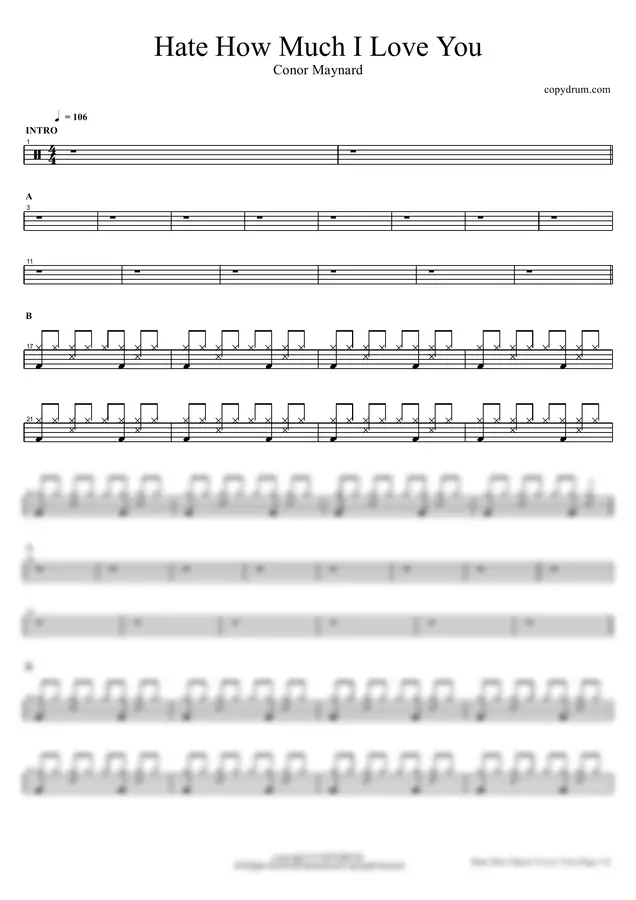 Conor Maynard - Hate How Much I Love You by copydrum 1p 미리보기