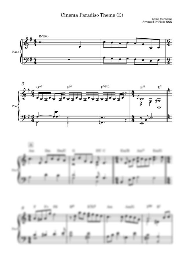 엔니오 모리꼬네 - Love theme (피아노솔로초급악보) by Piano QQQ0