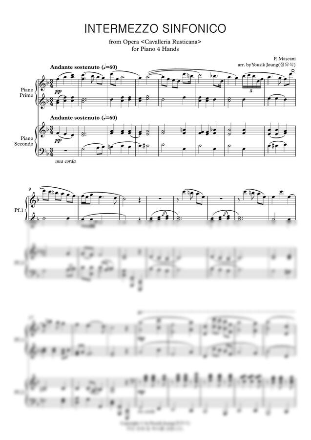 P. Mascagni - Intermezzo Sinfonico (4 hands)