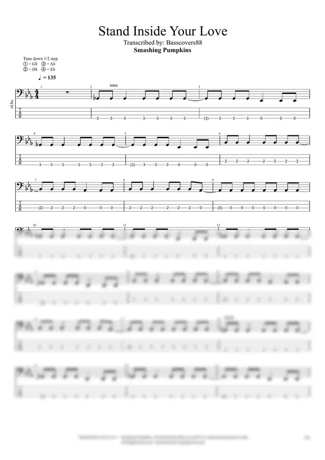Smashing Pumpkins - Stand Inside Your Love (Bass TAB Pack · PDF + GP + MIDI + MP3)