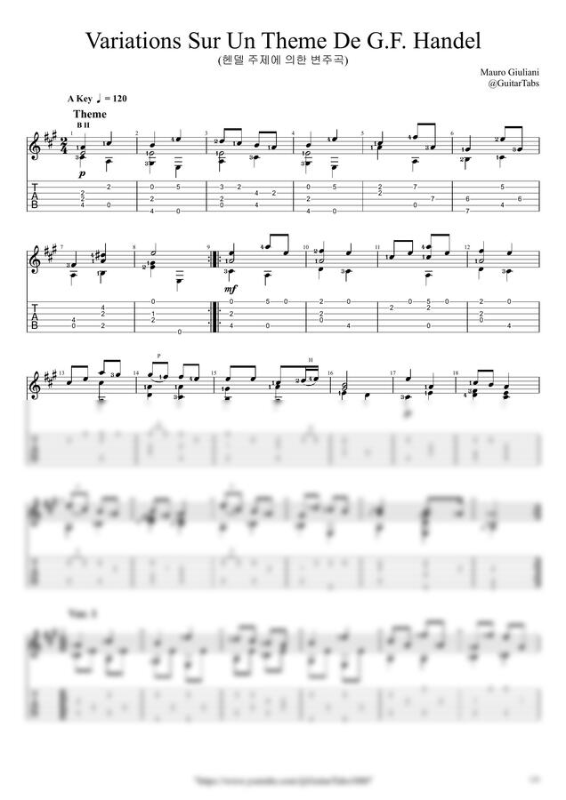 M. Giuliani - Variations Sur Un Theme De G.F. Handel by GuitarTabs0
