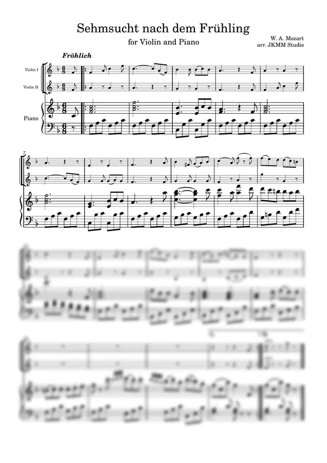 W. A. Mozart - Sehmsucht nach dem Frühling (2 Violins & Piano)