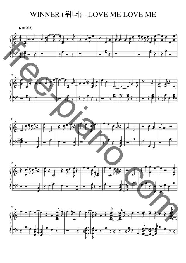 위너 (WINNER) - LOVE ME LOVE ME by free-piano.com0