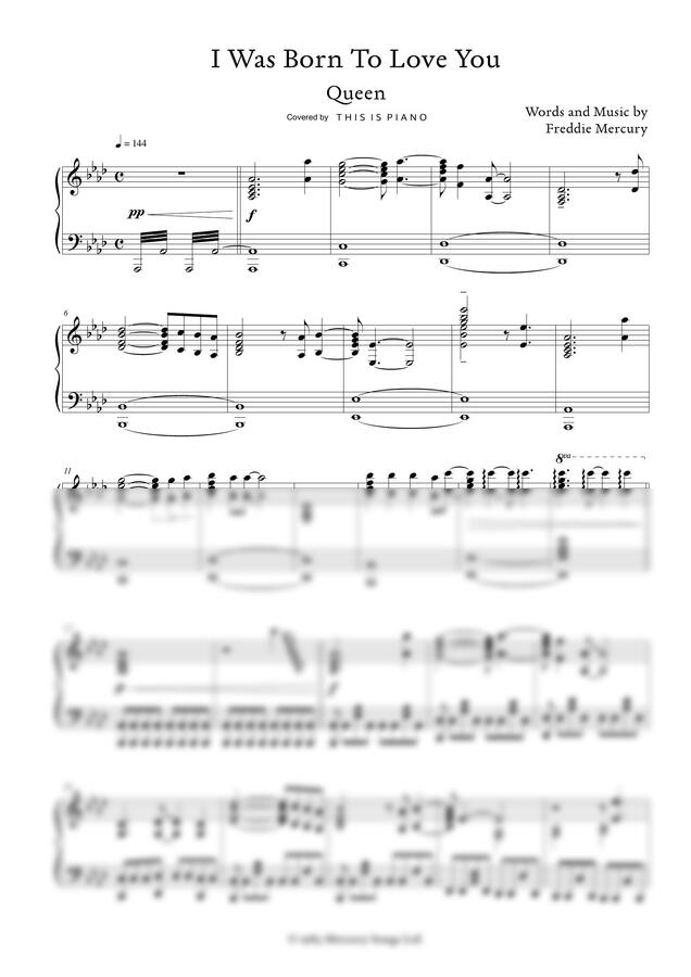 Queen - I Was Born To Love You by THIS IS PIANO 1p 미리보기