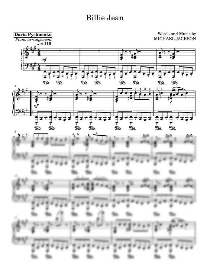 Daria Pyshnenko - Billie Jean | intermediate piano cover
