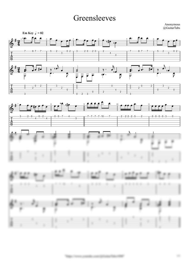 Anonymous - Greensleeves (Duet) by GuitarTabs0
