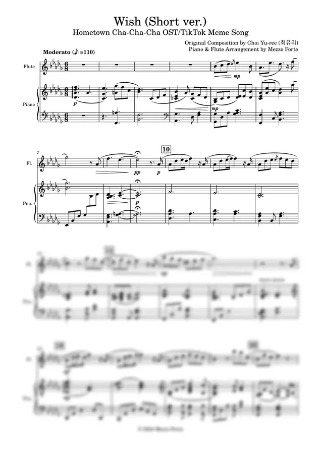 Choi Yu-ree (최유리) - Wish (Short ver.) (Piano & Flute/Euphonium arr.)