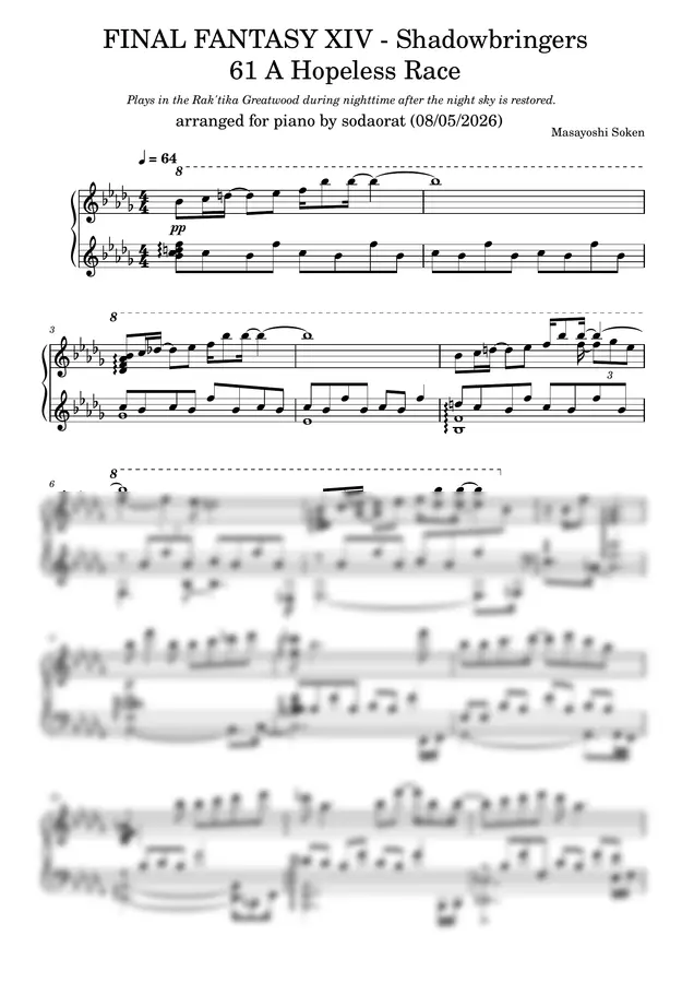 Masayoshi Soken - FINAL FANTASY XIV - ShB - 61 A Hopeless Race 望みなき競争 ~ラケティカ大森林:夜~