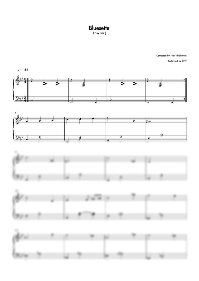 Toots Thielemans - Bluesette (쉬운 악보) by 청린0