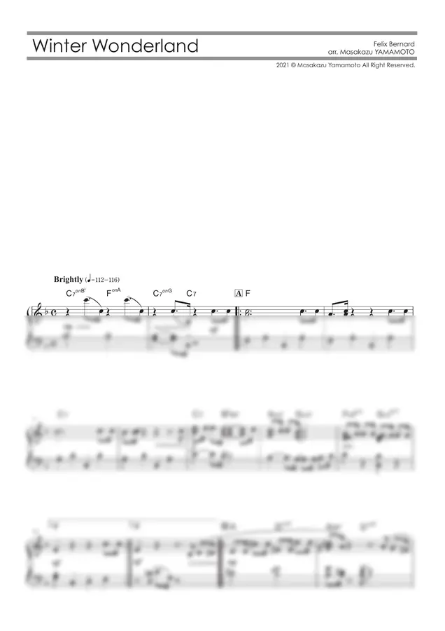 フェリックス・バーナード - 【クリスマス】ウィンターワンダーランド / Winter Wonderland [ピアノソロ]＜初級＞（編曲：山本雅一） (ピアノ初級)
