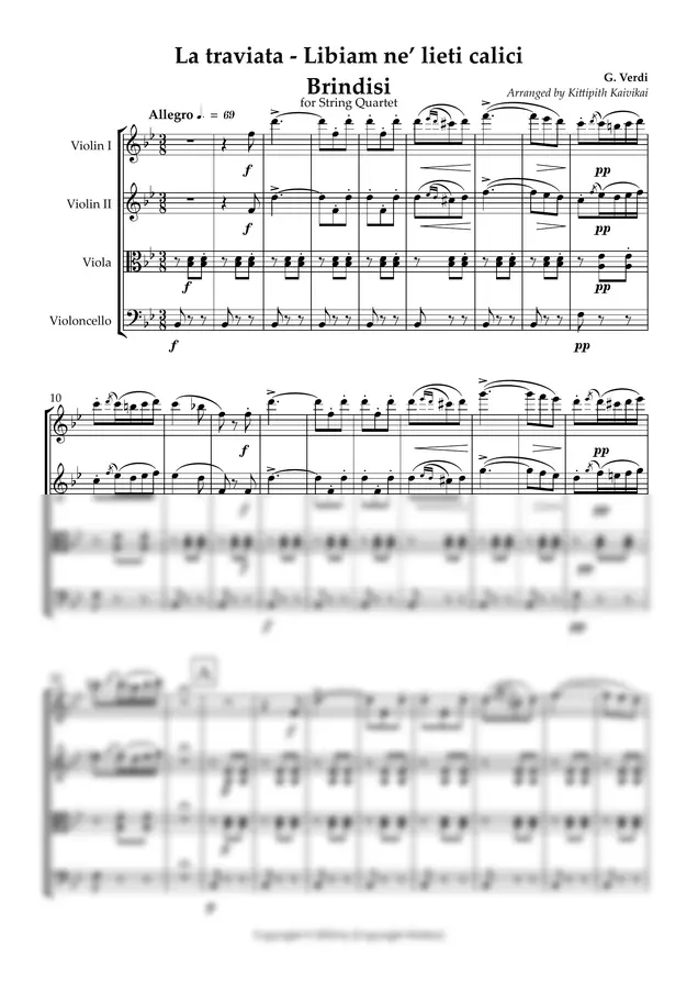 G. Verdi Arranged by Kittipith Kaivikai - La traviata - Libiam ne’ lieti calici Brindisi