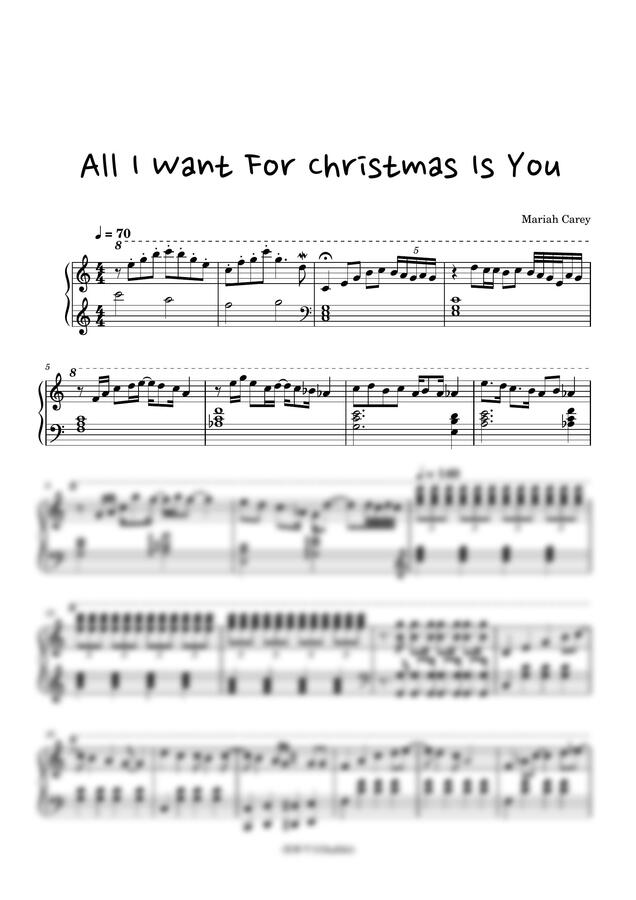 Mariah Carey - All I Want For Christmas Is You (Ckey+쉬운버전) by 햅삐악보0
