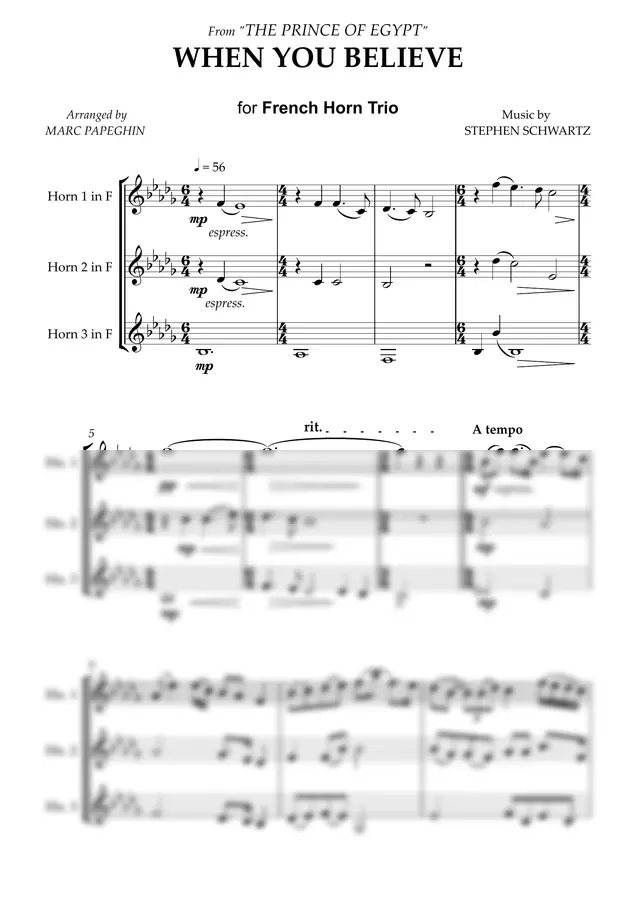 Stephen Schwartz - When You Believe (French Horn Trio)