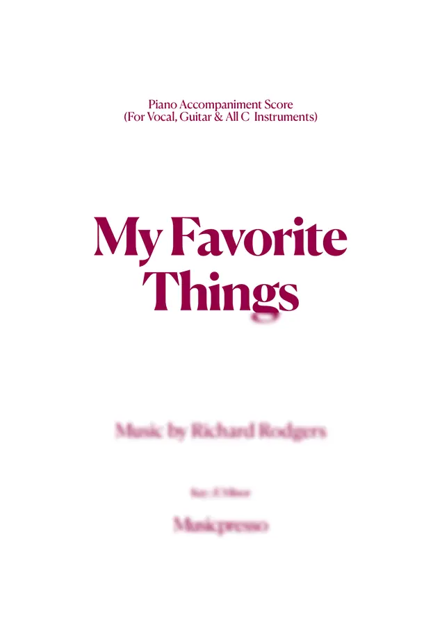 Richard Rodgers - My Favorite Things (재즈스타일 반주악보)