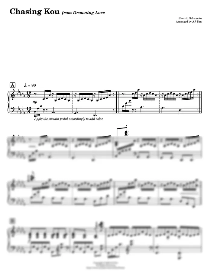 Shuichi Sakamoto - Chasing Kou (from Drowning Love) (piano cover)