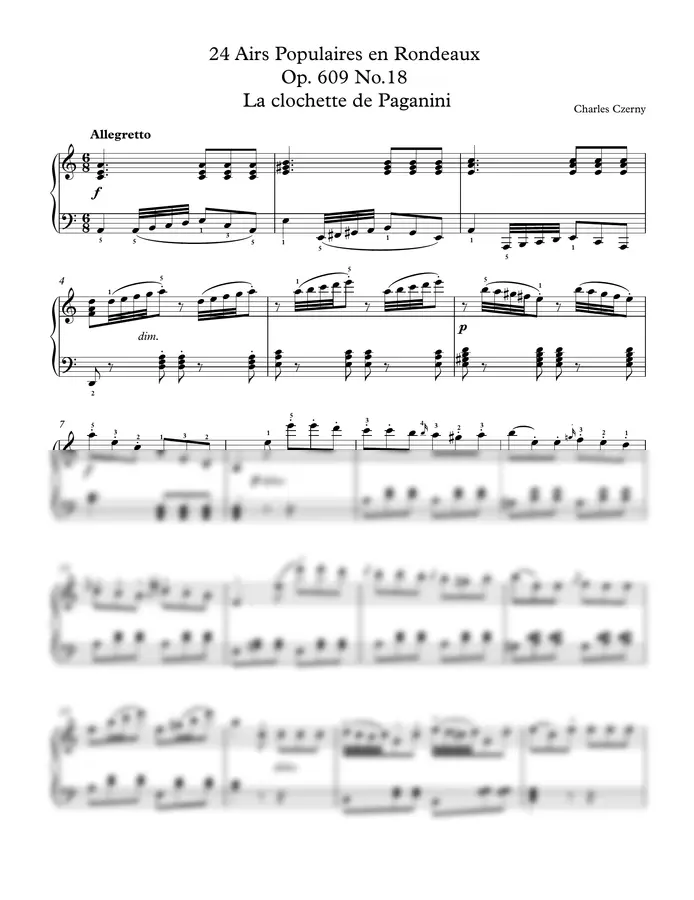 체르니 - 24 Airs Populaires en Rondeaux Op. 609 No.18 La clochette de Paganini 체르니 파가니니 (파가니니 체르니버젼 원곡)