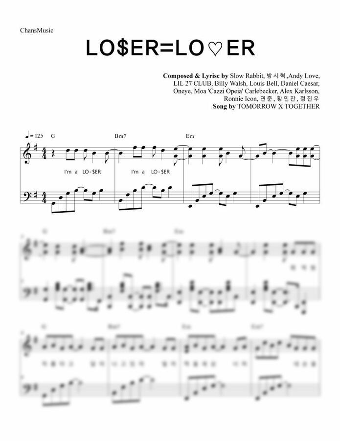 투모로우바이투게더 - LO$ER=LO♡ER (코드, 가사 포함)