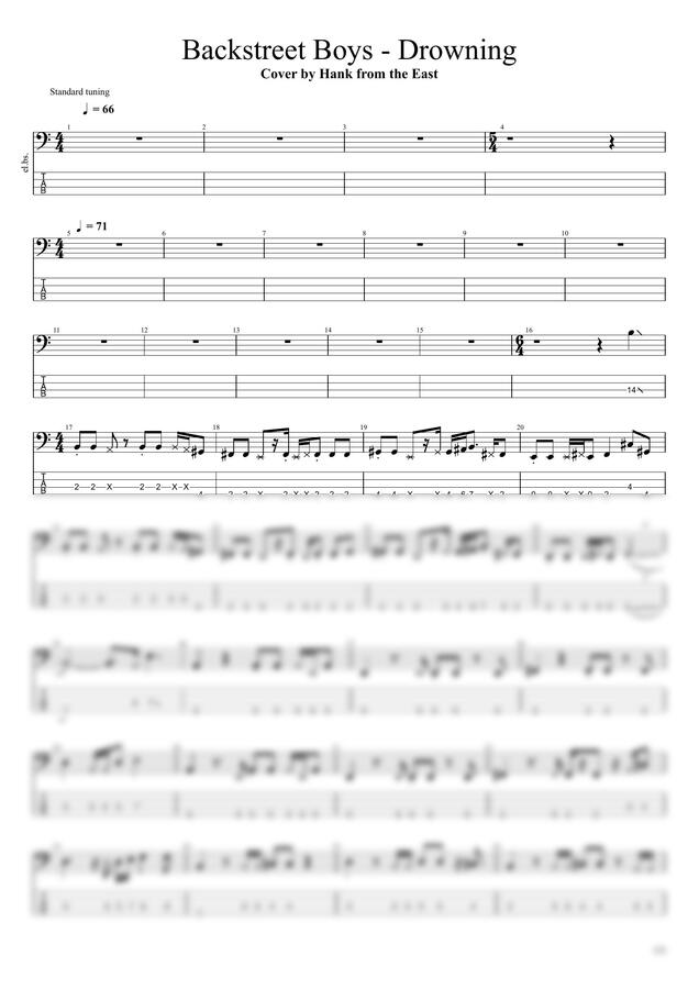Backstreet Boys - Drowning (Bass Tabs) by Hank from the East0