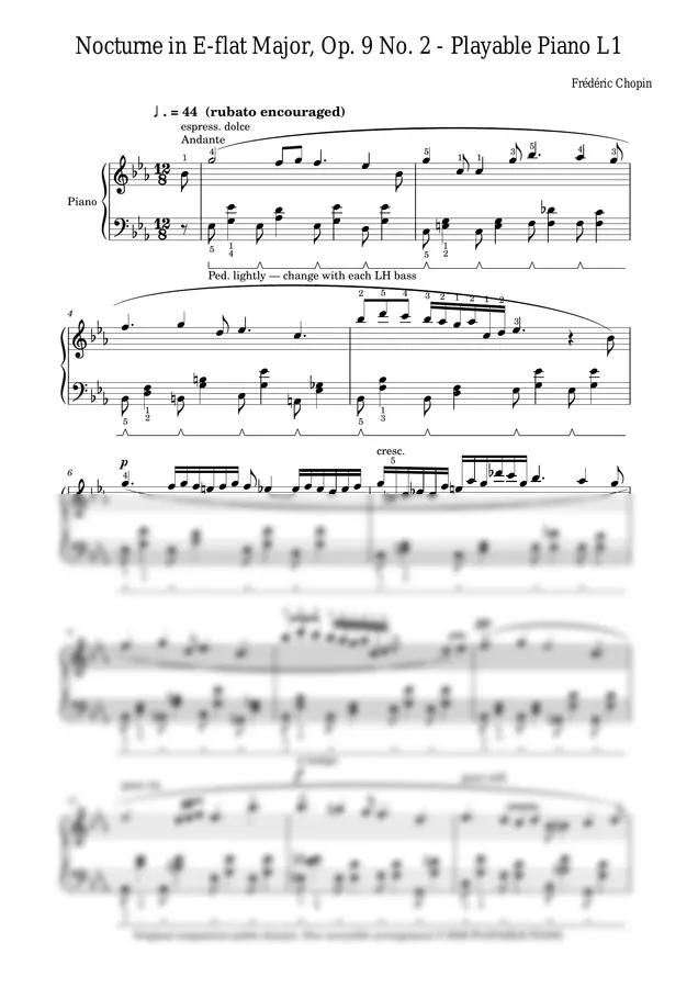 쇼팽 - 녹턴 Op. 9 No. 2 (작은 손·복귀자용 Playable Piano L1)