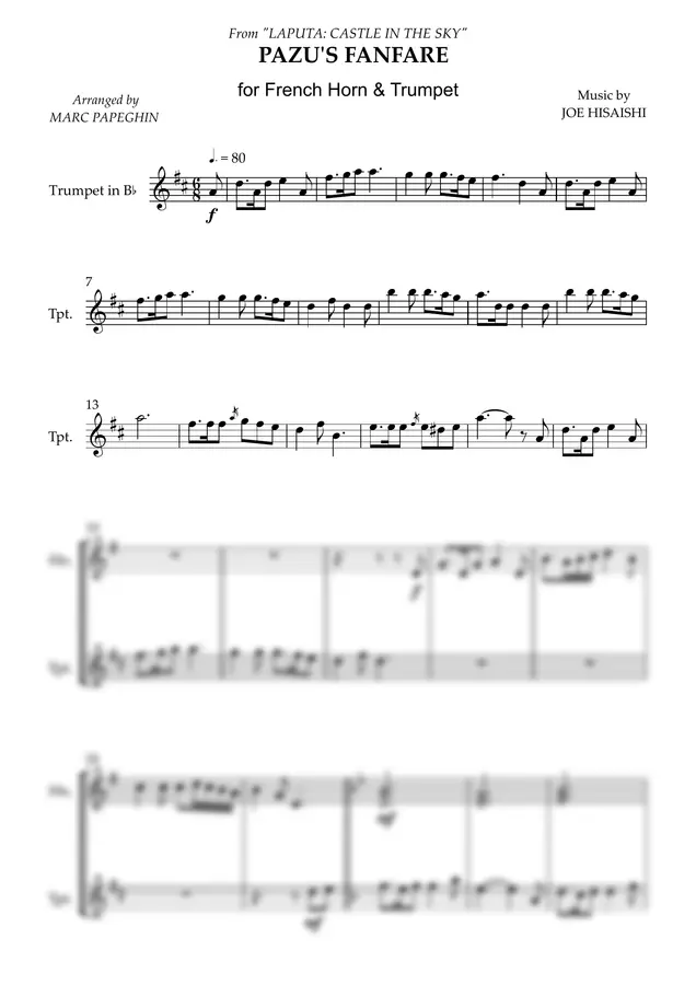 Hisaishi Joe - Pazu's fanfare (Horn & Trumpet)