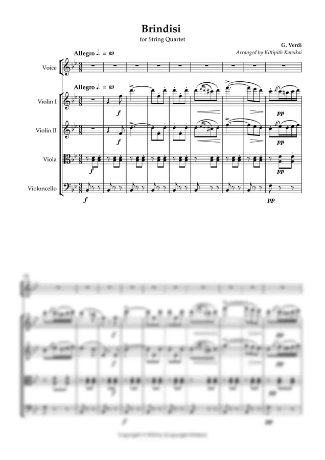 G. Verdi Arranged by Kittipith Kaivikai - Brindisi