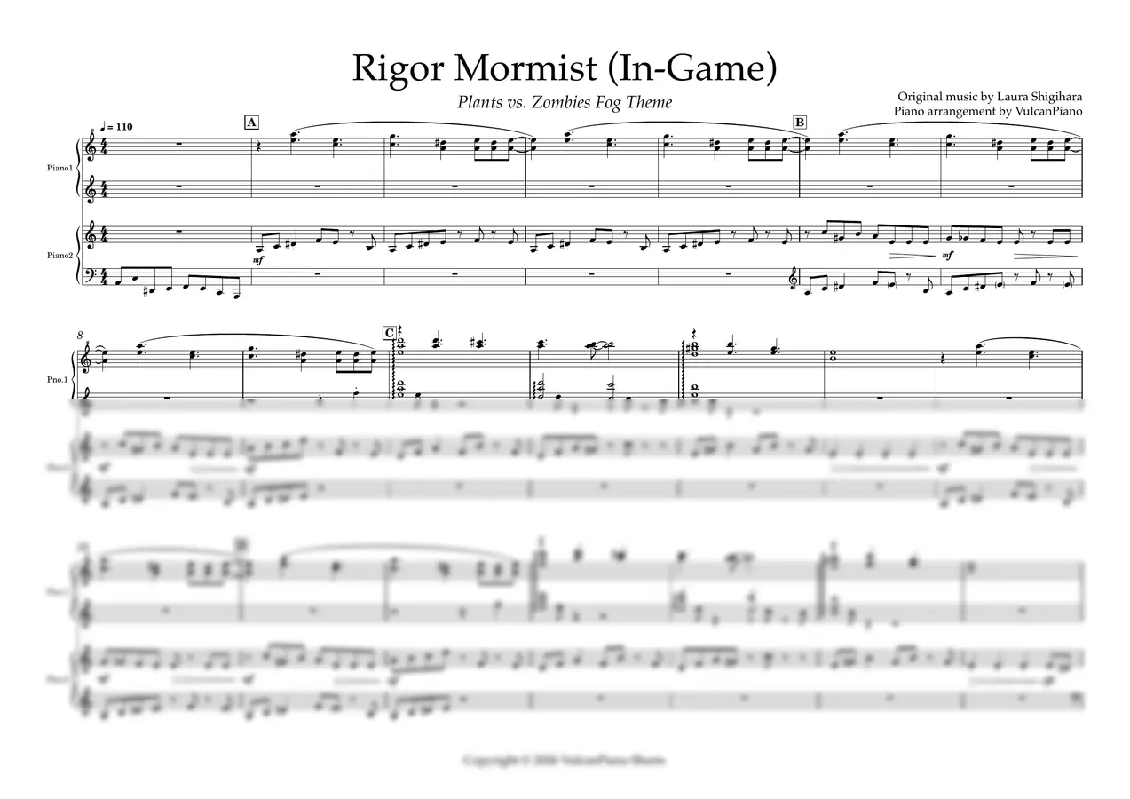 Laura Shigihara - 【四手联弹】Rigor Mormist(In-Game) | VulcanPiano