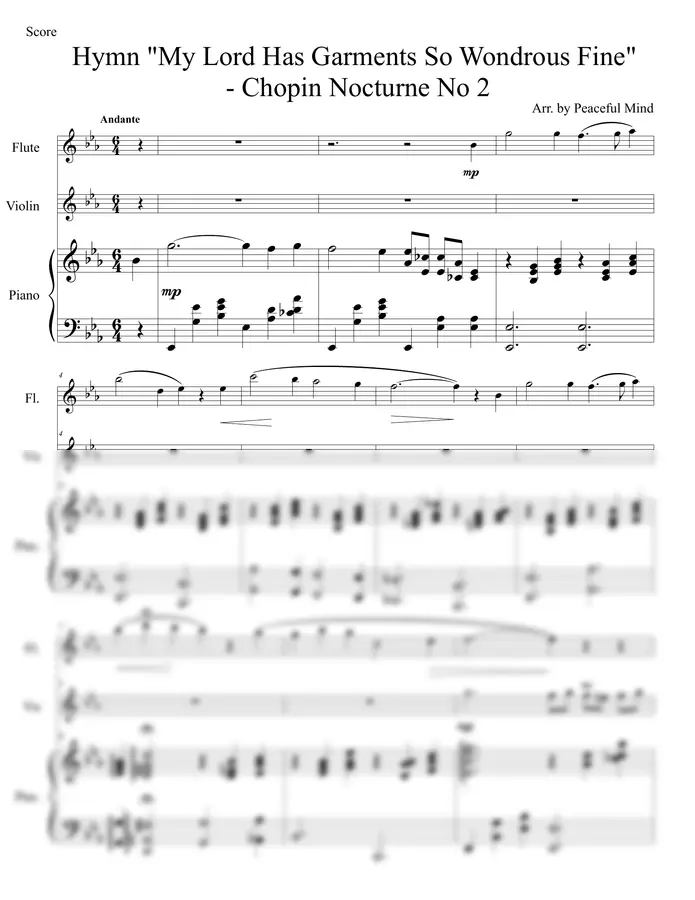 쇼팽 - "Nocturn No 2"-찬송가 "내 주님 입으신 그 옷은" for flute, Violin & piano trio