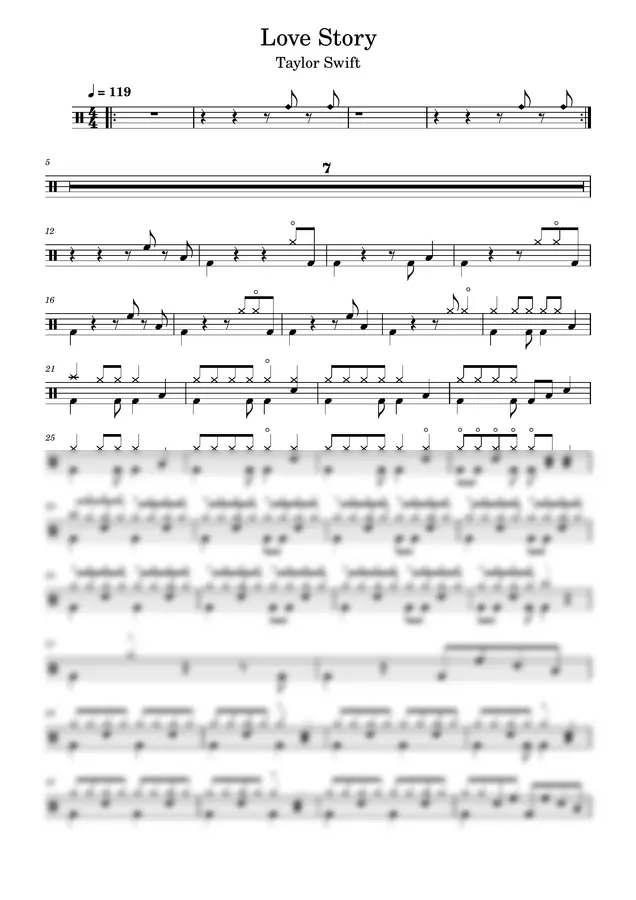 Taylor Swift - Love Story (Easy Drum Sheet)