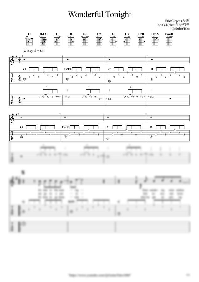 Eric Clapton - Wonderful Tonight by GuitarTabs0