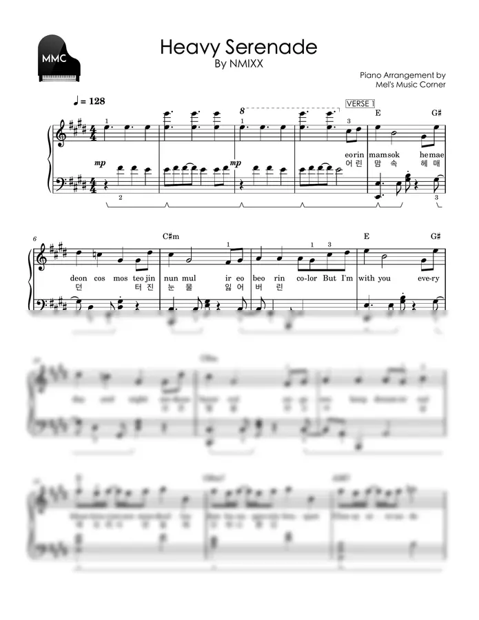 NMIXX (엔믹스) - Heavy Serenade (piano sheet music)