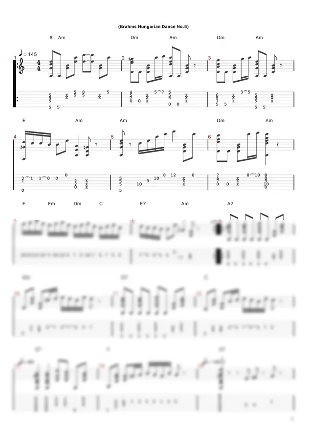 Brahms Hungarian Dance No5 - Brahms Hungarian Dance No5 (Fingerstyle Guitar Solo)