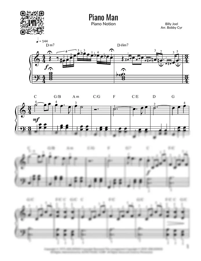 Billy Joel - Piano Man (Easy Piano)