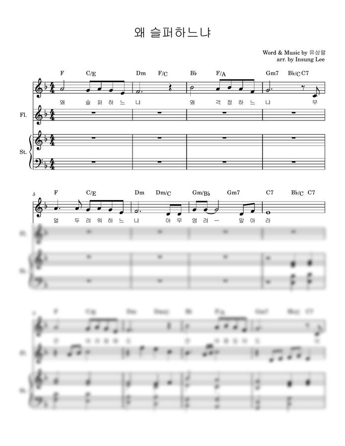 최택헌 - 왜 슬퍼하느냐 F key (플룻/스트링 편곡) by 클린피아노0