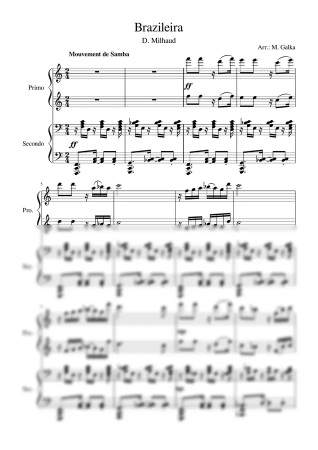 Darius Milhaud - Brazileira (from Scaramouche) Piano 4 hands