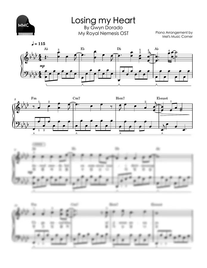 Gwyn Dorado - Losing My Heart (마음을 놓치다) - My Royal Nemesis OST (piano sheet music)