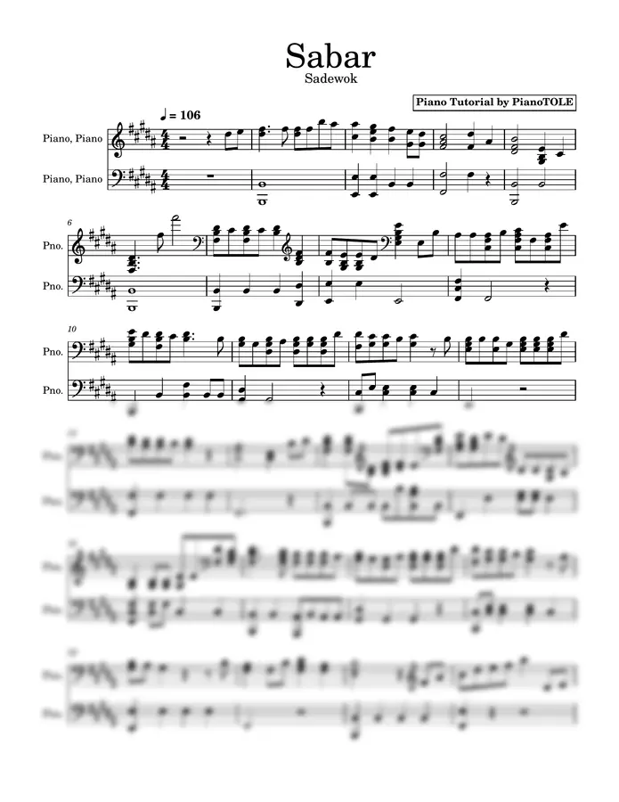 Sadewok - Sabar (piano solo)