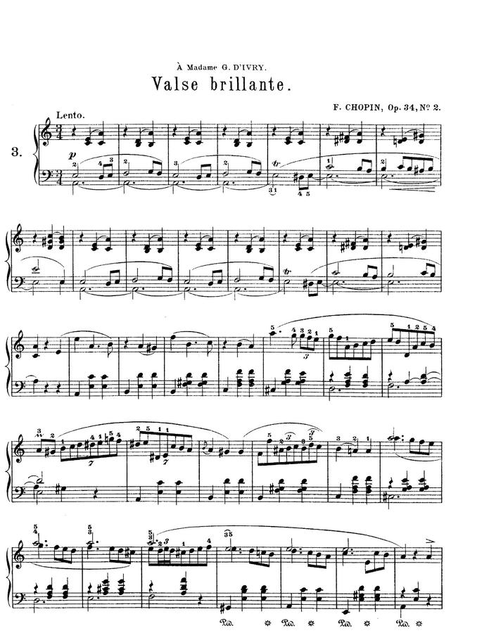 악보 > F. Chopin (쇼팽) Waltz No.3 In A minor