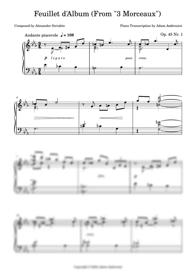 Alexander Scriabin - Feuillet d'Album Op. 45 No. 1