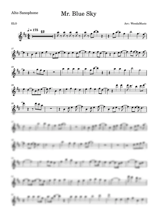 ELO - Mr. Blue Sky (Alto Sax)