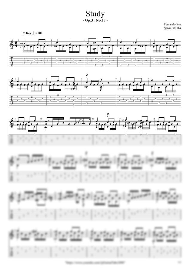 F. Sor - Study(Op.31 No.17) by GuitarTabs0