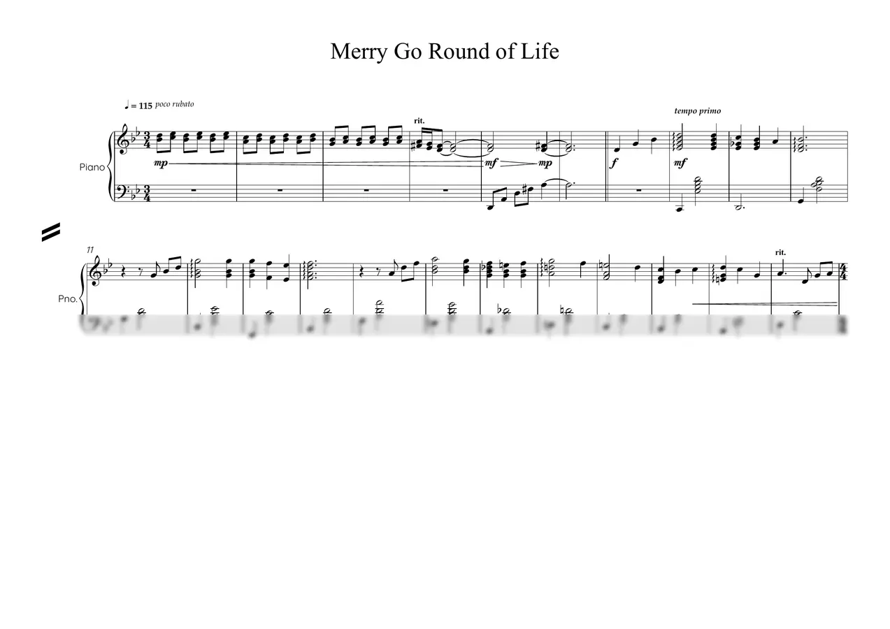 久石让 - (full score)Merry go round of life