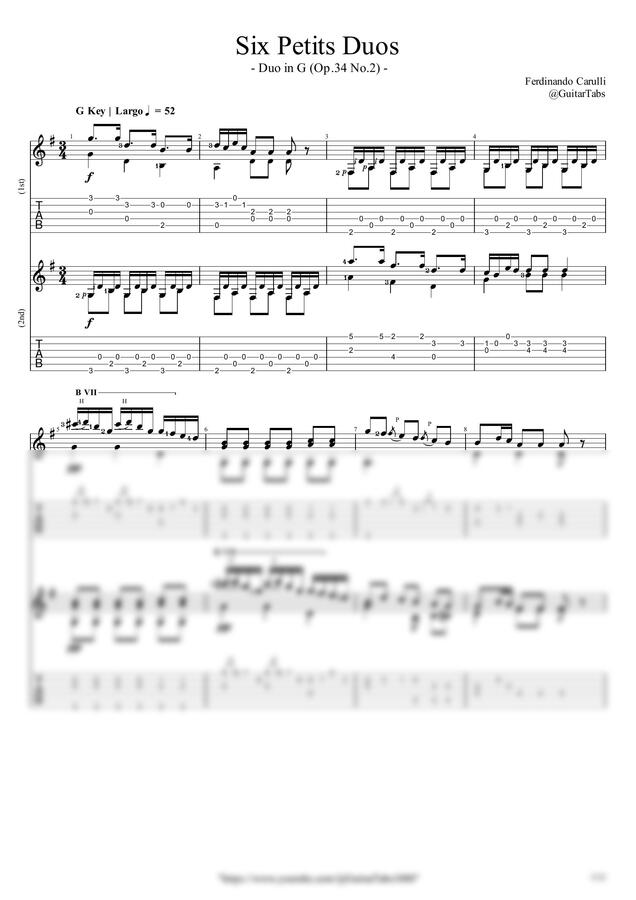 Ferdinando Carulli - Six Petits Duos(Op.34 No.2) by GuitarTabs0