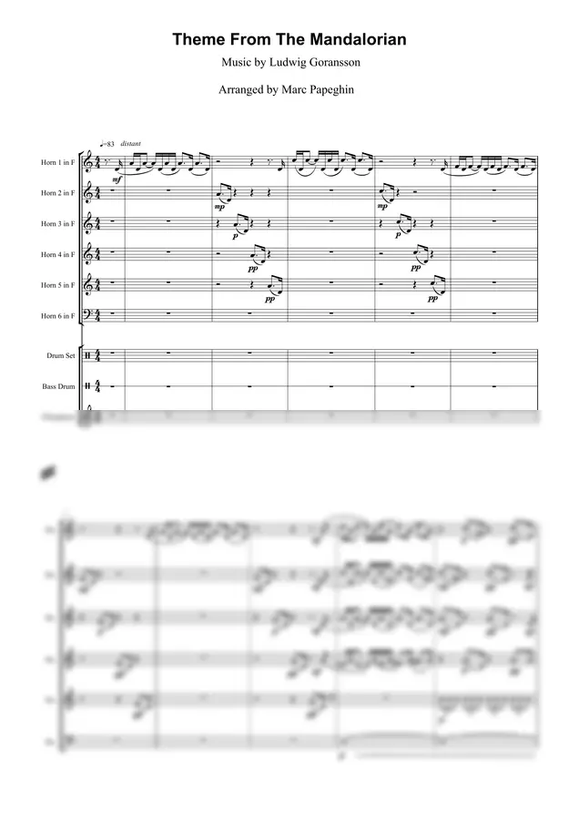 Ludwig Goransson - Theme From The Mandalorian (French Horn Sextet & Percussion)