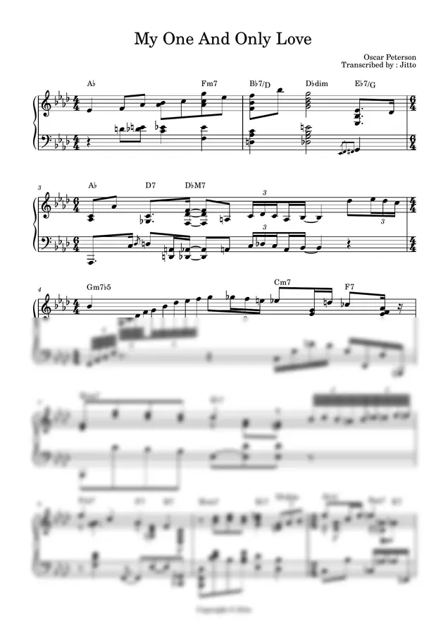오스카피터슨 - My One And Only Love (transcription)